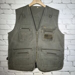 Military Concealed Carry Gun Vest Size L Olive Tactical Gulf War Veteran Pin VTG